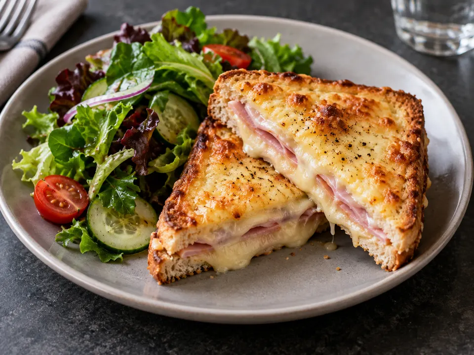 Beispielbild: Croque Monsieur mit Salatbuffet