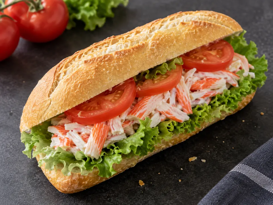 Beispielbild: Sandwich mit Surimi, Tomaten und Salat