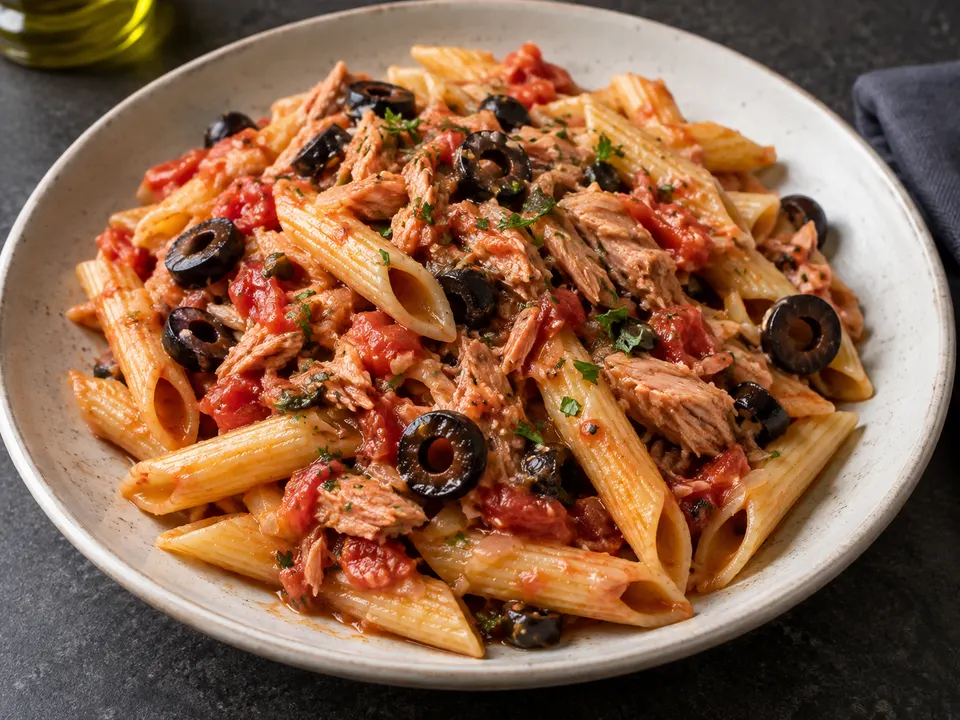Beispielbild: Pasta mit Thunfisch-Oliven-Sauce